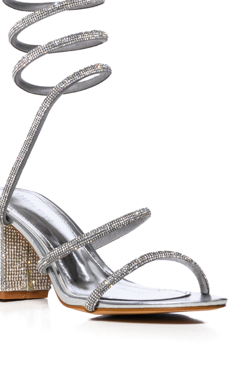 AZALEA WANG SOLEDAD EMBELLISHED COIL SANDAL IN SILVER