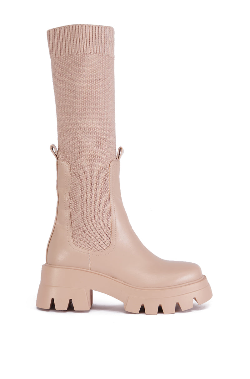 AZALEA WANG MOTA TAN PU AND SWEATER BOOT