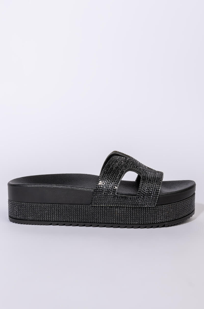 AZALEA WANG TURN IT UP FLATFORM SANDAL IN BLACK