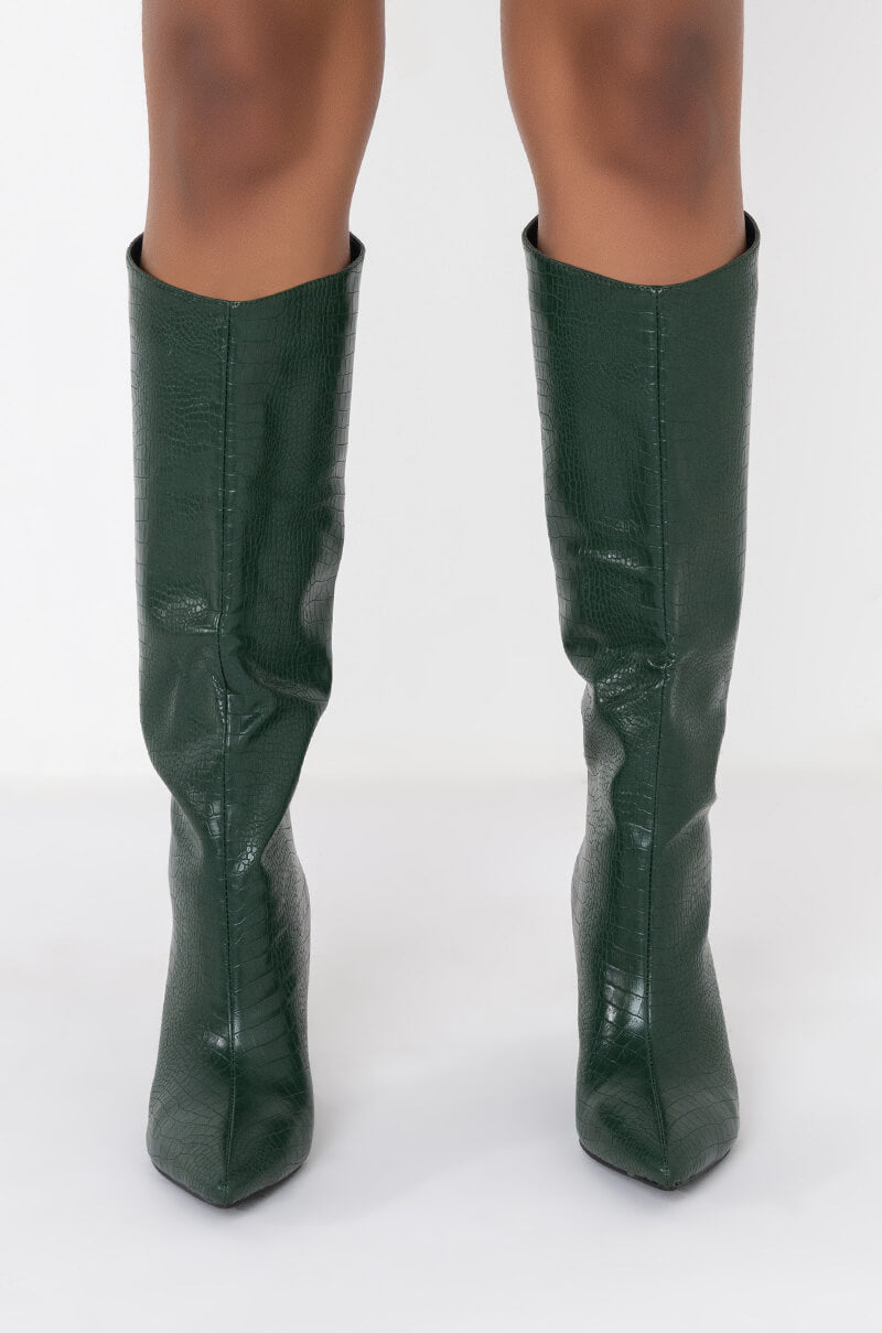 AZALEA WANG FALL FOR YOU STILETTO BOOT IN GREEN