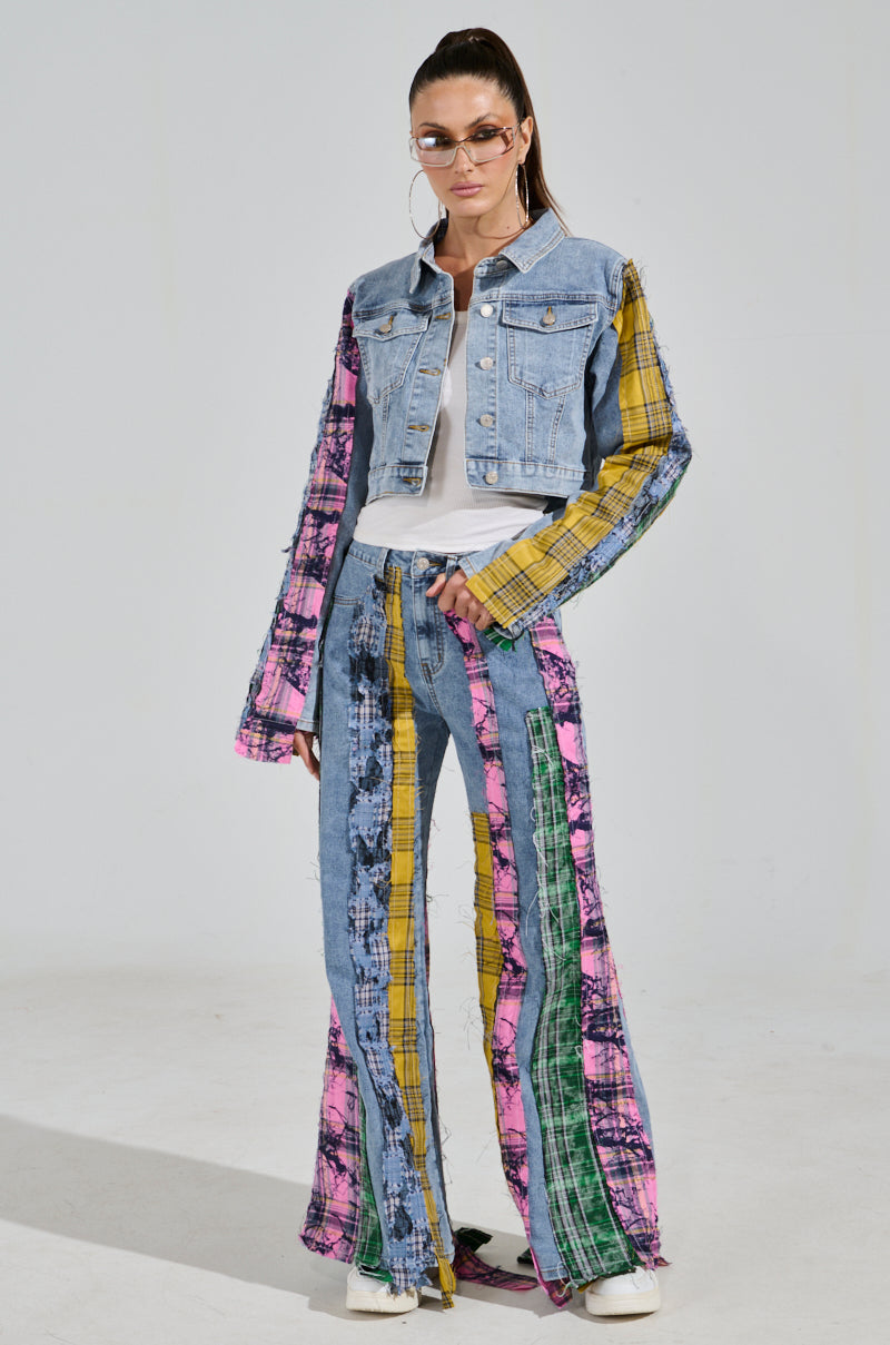 MAKING WAVES PATCHWORK FLARE DENIM