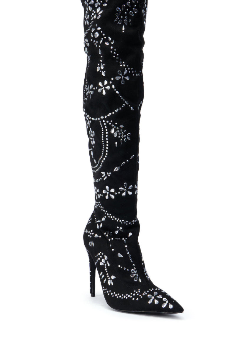 AZALEA WANG AGELESS STILETTO BOOT IN BLACK SUEDE