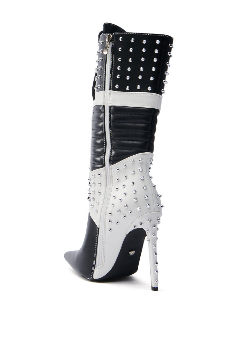 AZALEA WANG OCTOBI BLACK AND WHITE STILETO BOOT