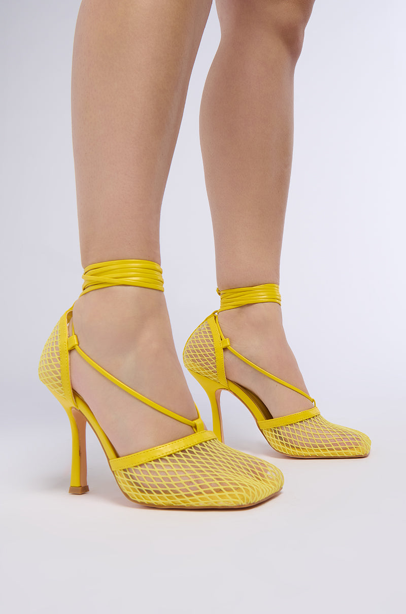 AZALEA WANG SKYLEE MESH SANDAL IN YELLOW