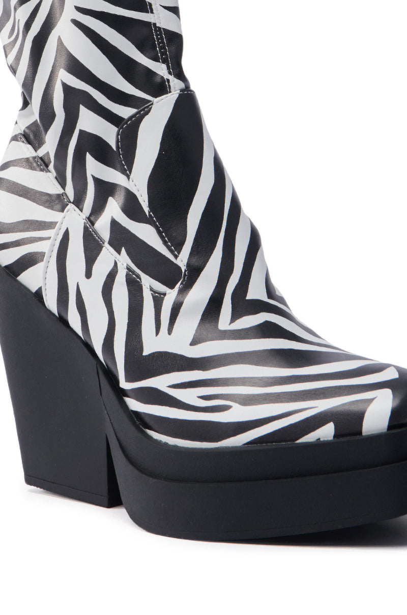 AKI ZEBRA PU CHUNKY BOOTIE