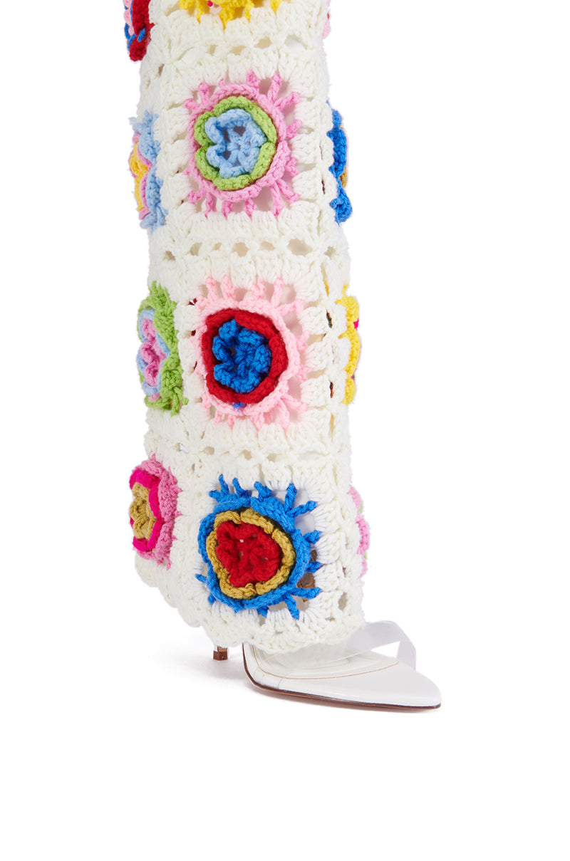 AZALEA WANG VERENA MULTI CROCHET OPEN TOE SANDAL BOOT