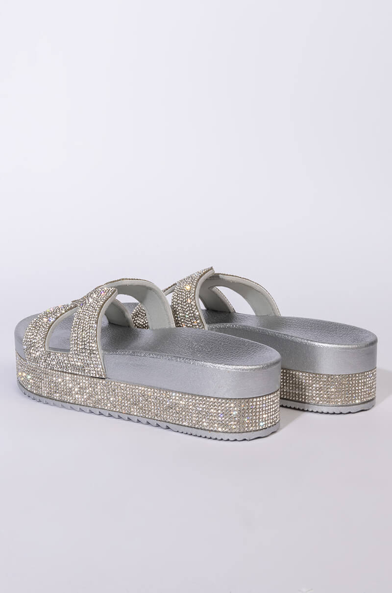 AZALEA WANG TURN IT UP FLATFORM SANDAL IN SILVER