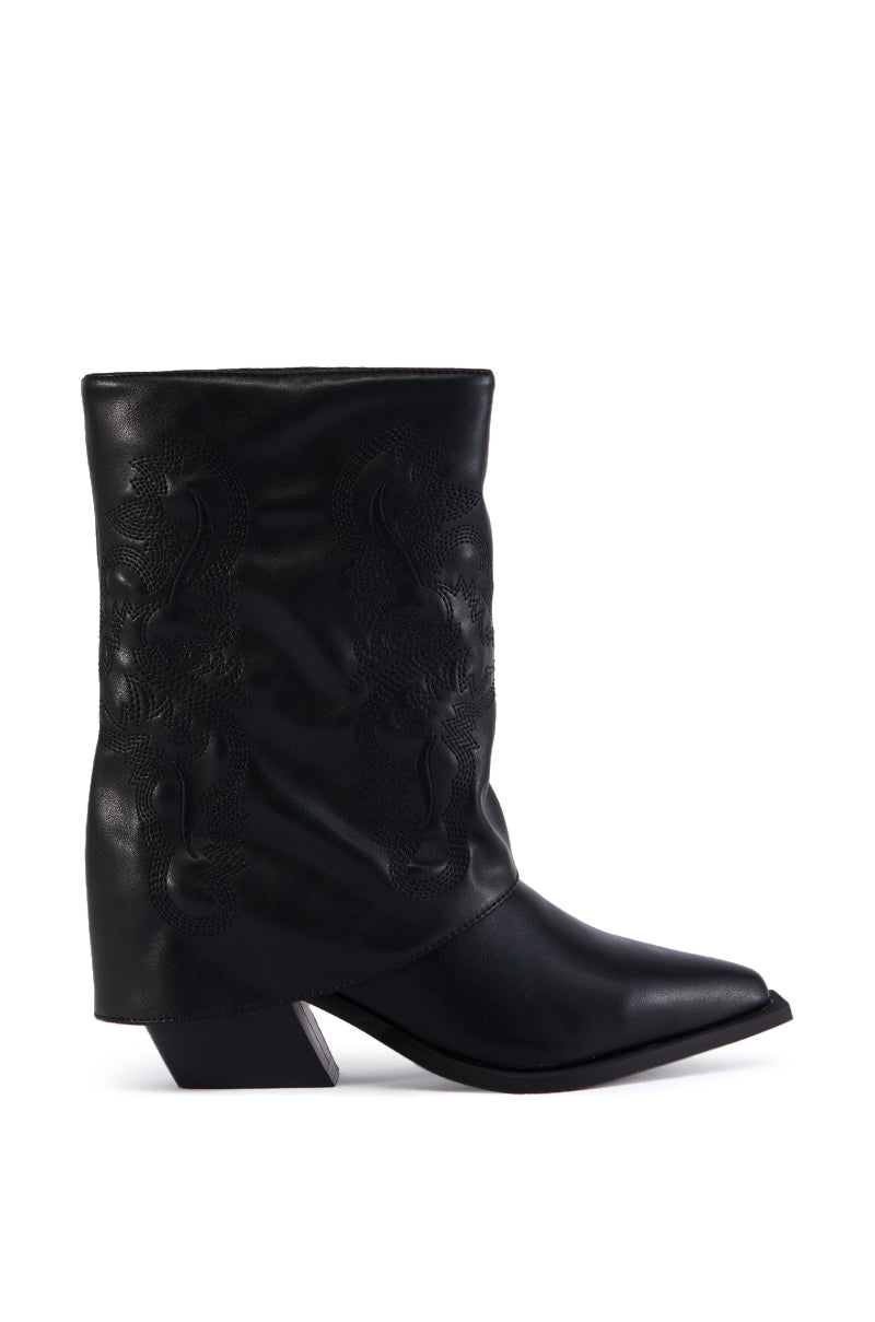 AZALEA WANG PORTABELLA BLACK WESTERN BOOTIE