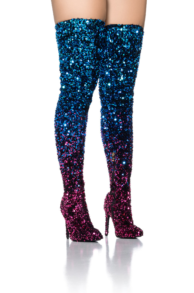 AZALEA WANG ELLIANA MULTI OMBRE SEQUIN BOOT