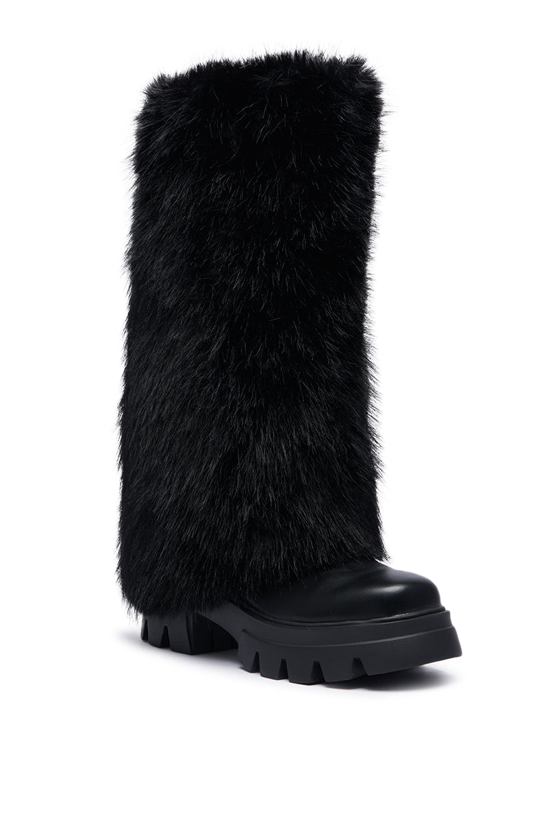 AZALEA WANG AHSOKA BLACK FUR FLATFORM BOOT