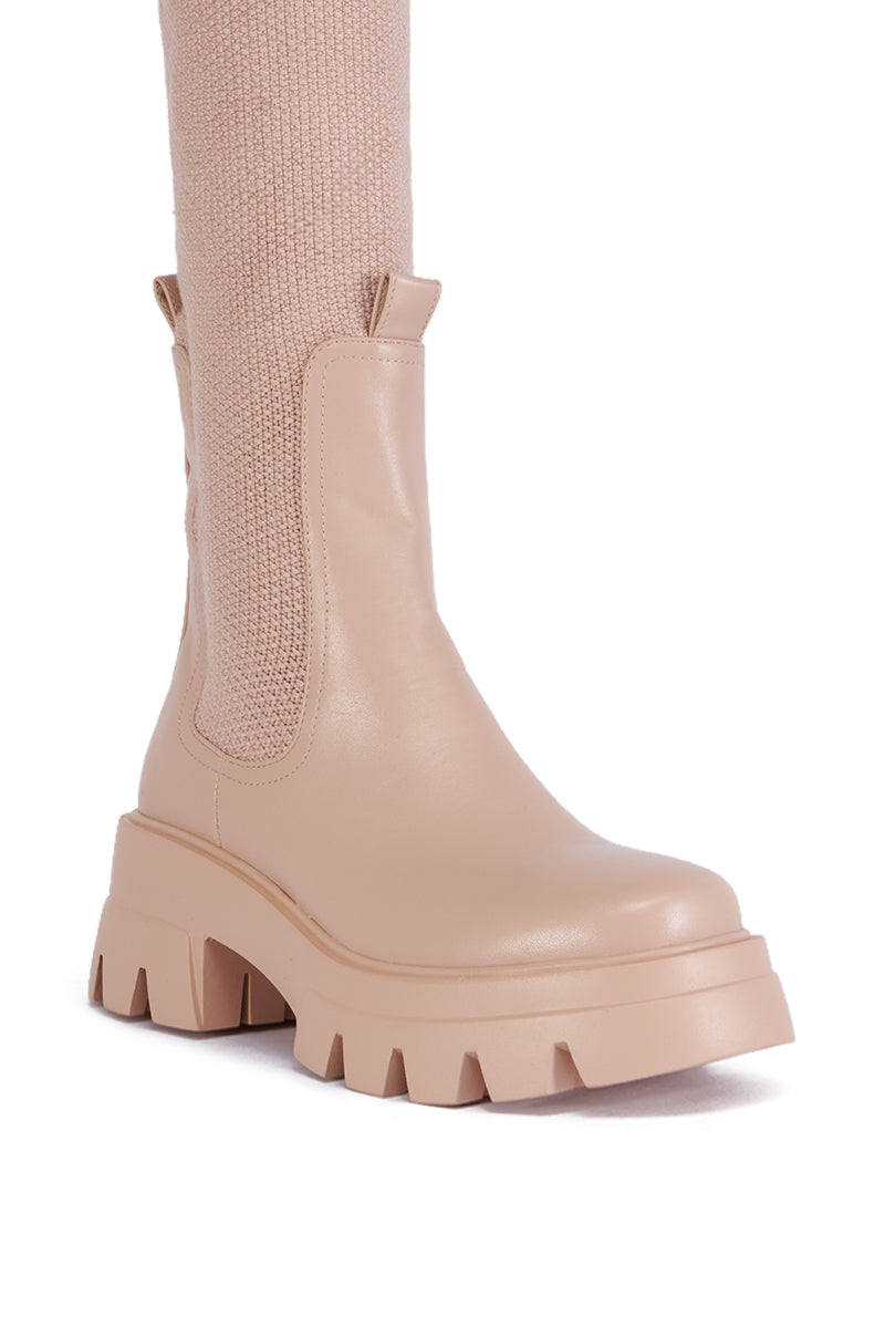 AZALEA WANG MOTA TAN PU AND SWEATER BOOT