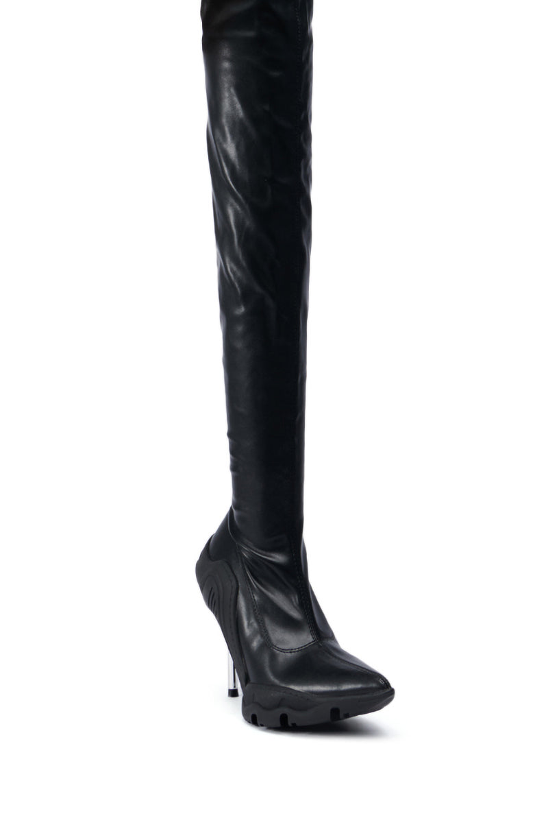 AZALEA WANG MCARTNEY STRETCH BLACK STILETTO BOOT