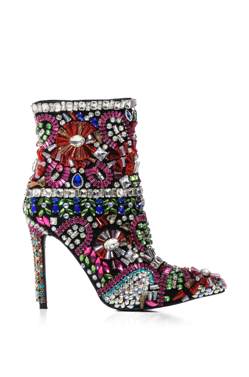 AZALEA WANG HOLLY EMBELLISHED BOOTIE IN MULTI