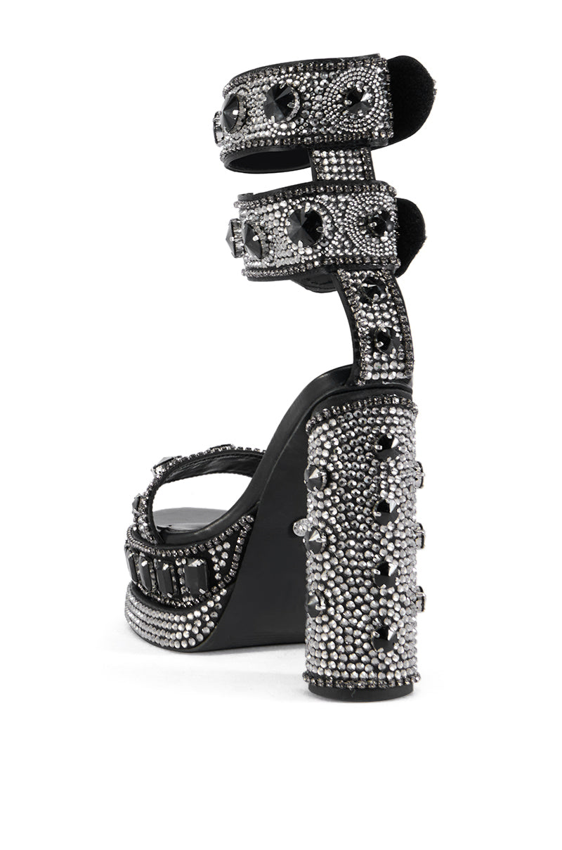 AZALEA WANG BAYOU BLACK RHINESTONE PLATFORM SANDAL