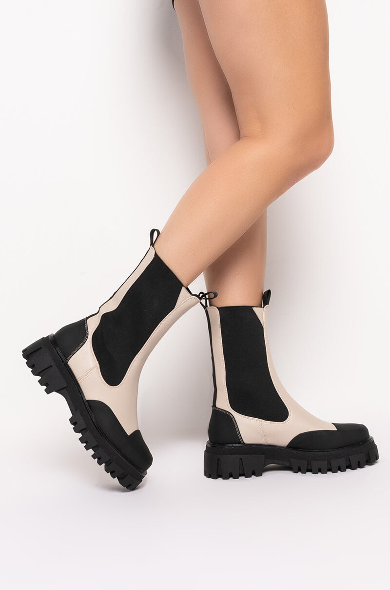 AZALEA WANG CRAZY LIKE ME FLATFORM BOOTIE IN BONE