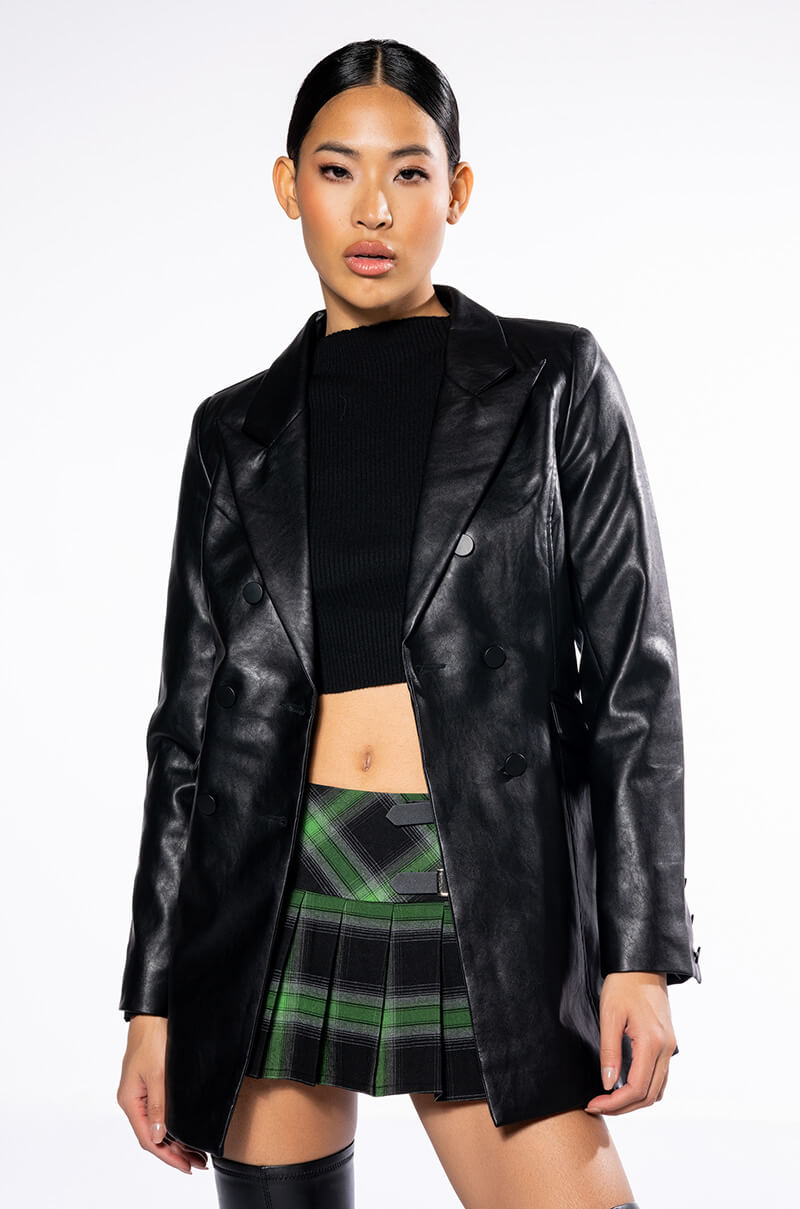 LET GO PLEATED PLAID MINI SKIRT