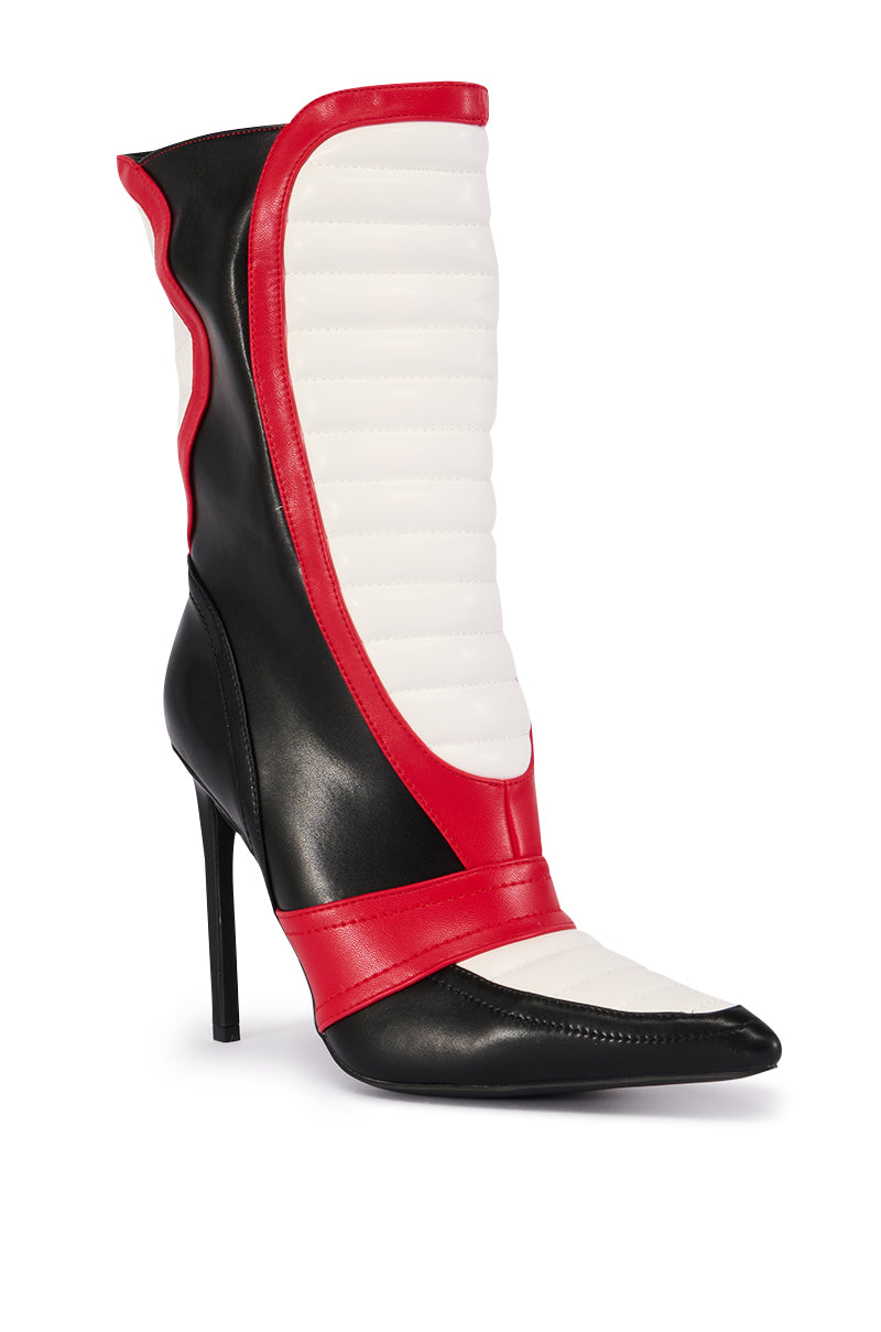 AZALEA WANG LOREDANA BLACK RACER COLORBLOCKED BOOTIE