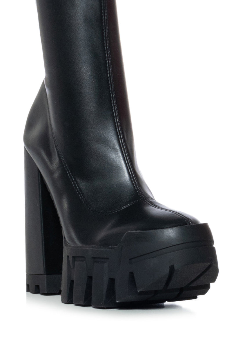 AZALEA WANG DRAGONET BLACK CHUNKY BOOTIE