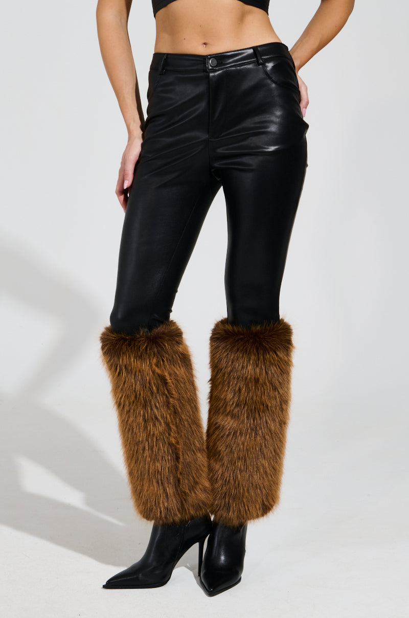 SIREN FUR TRIM FAUX LEATHER PANTS