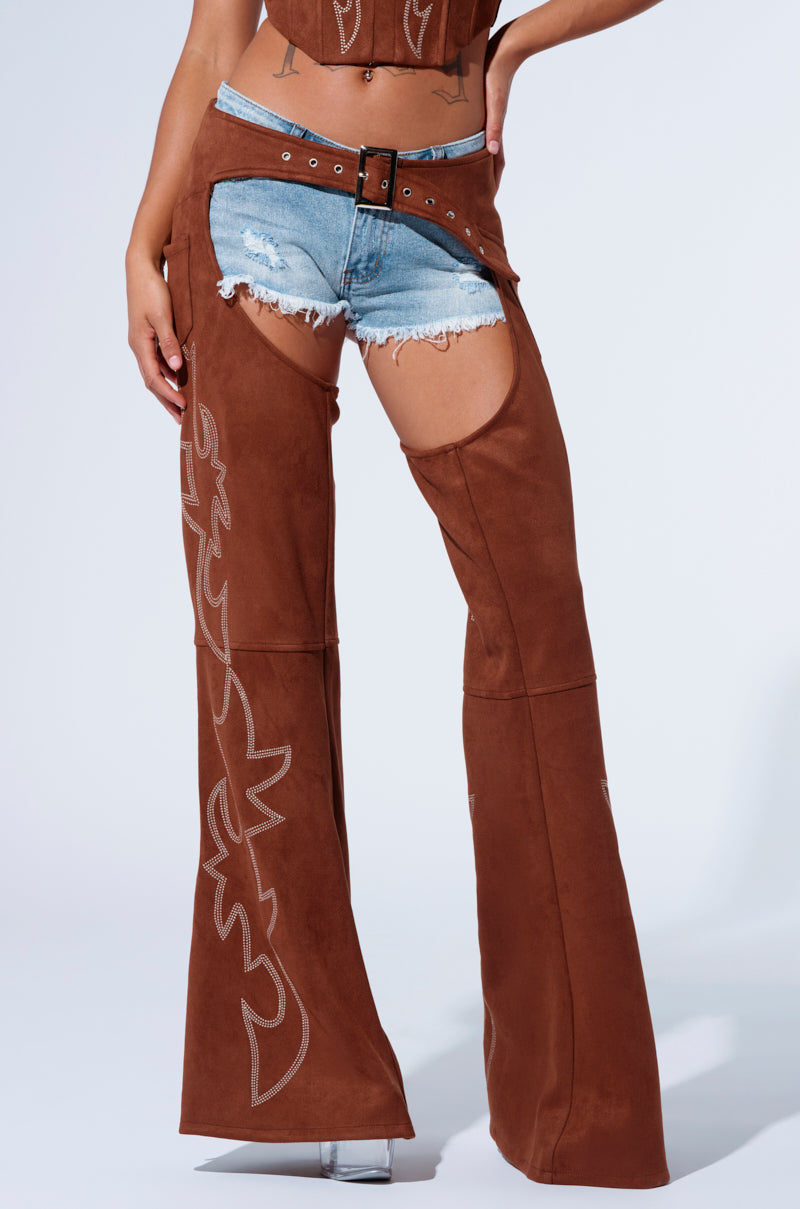 SMOKE HOUR SUEDE CHAPS IN BROWN