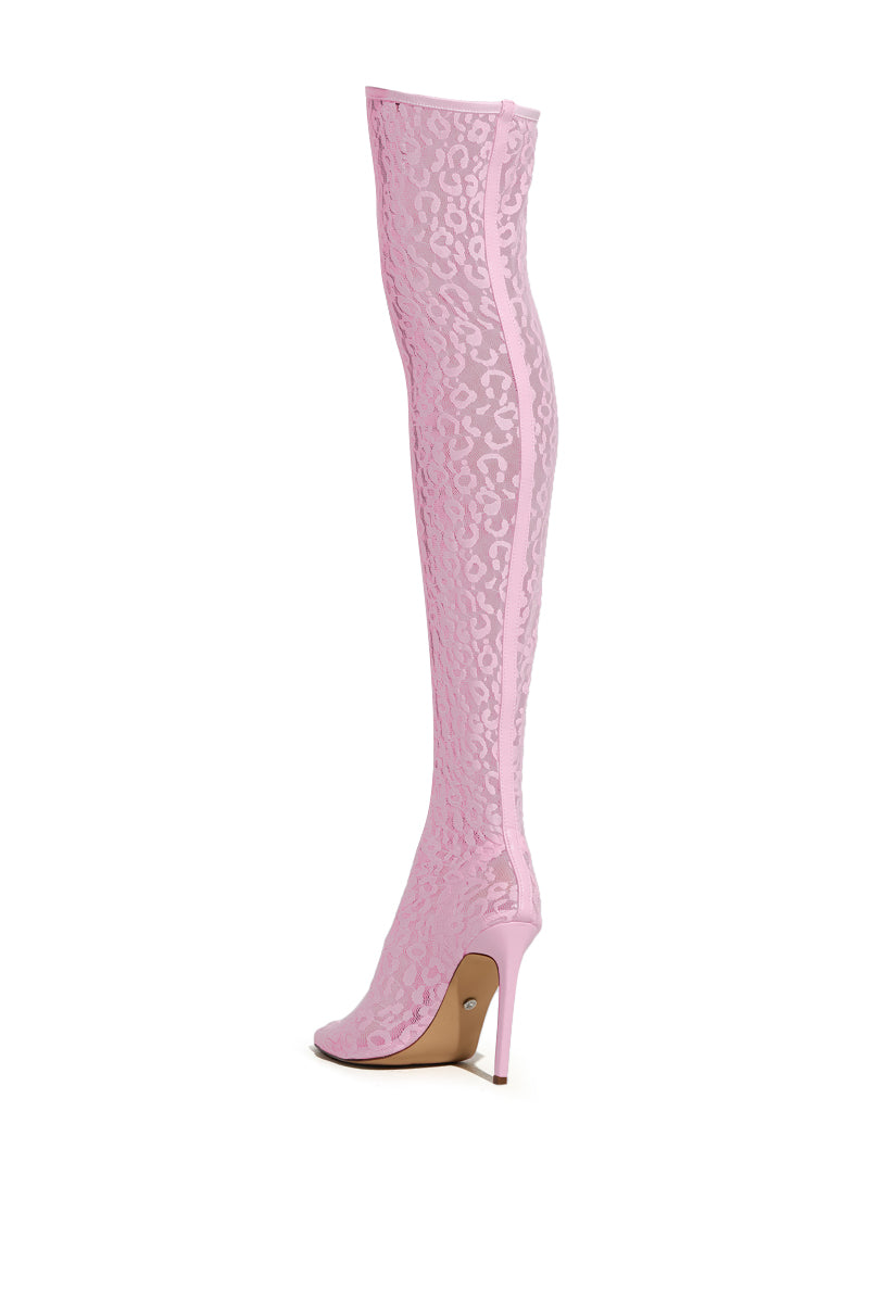 AZALEA WANG FREYJA OVER THE KNEE LACE BOOT IN PINK