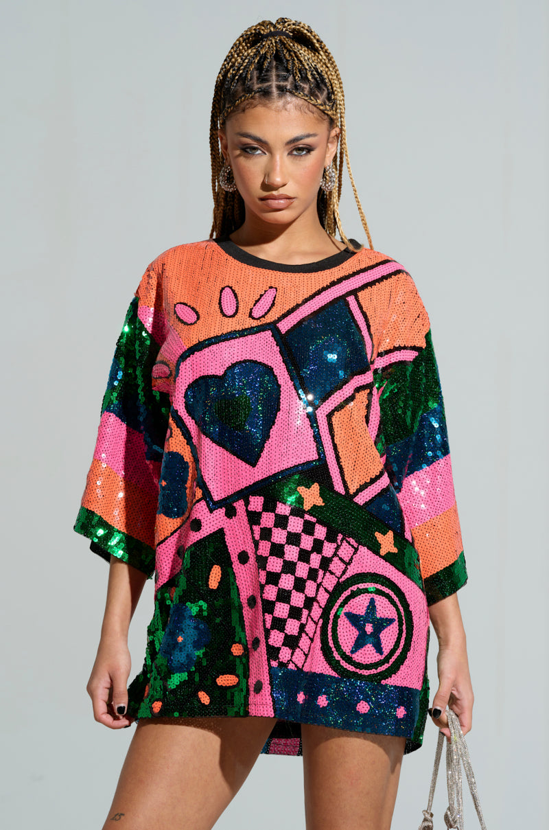 HOUSE OF HEARTS SEQUIN TSHIRT DRESS