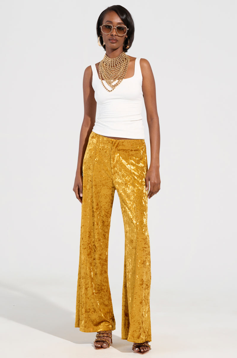 DRIPPING IN GOLD CRUSHED VELVET TROUSER