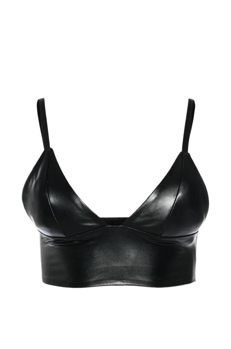 ITS A THANG FAUX LEATHER CROP TOP