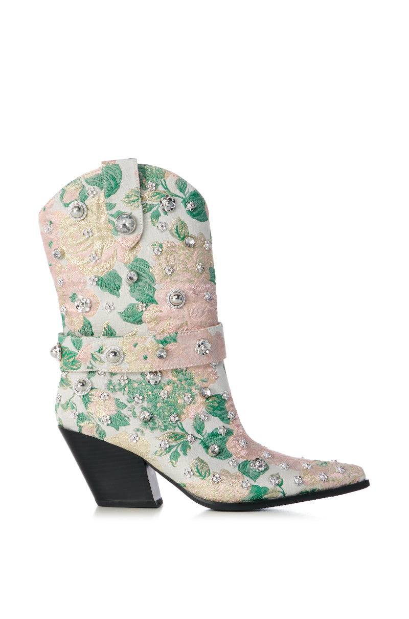 AZALEA WANG BROCADE BLUSH WESTERN BOOTIE