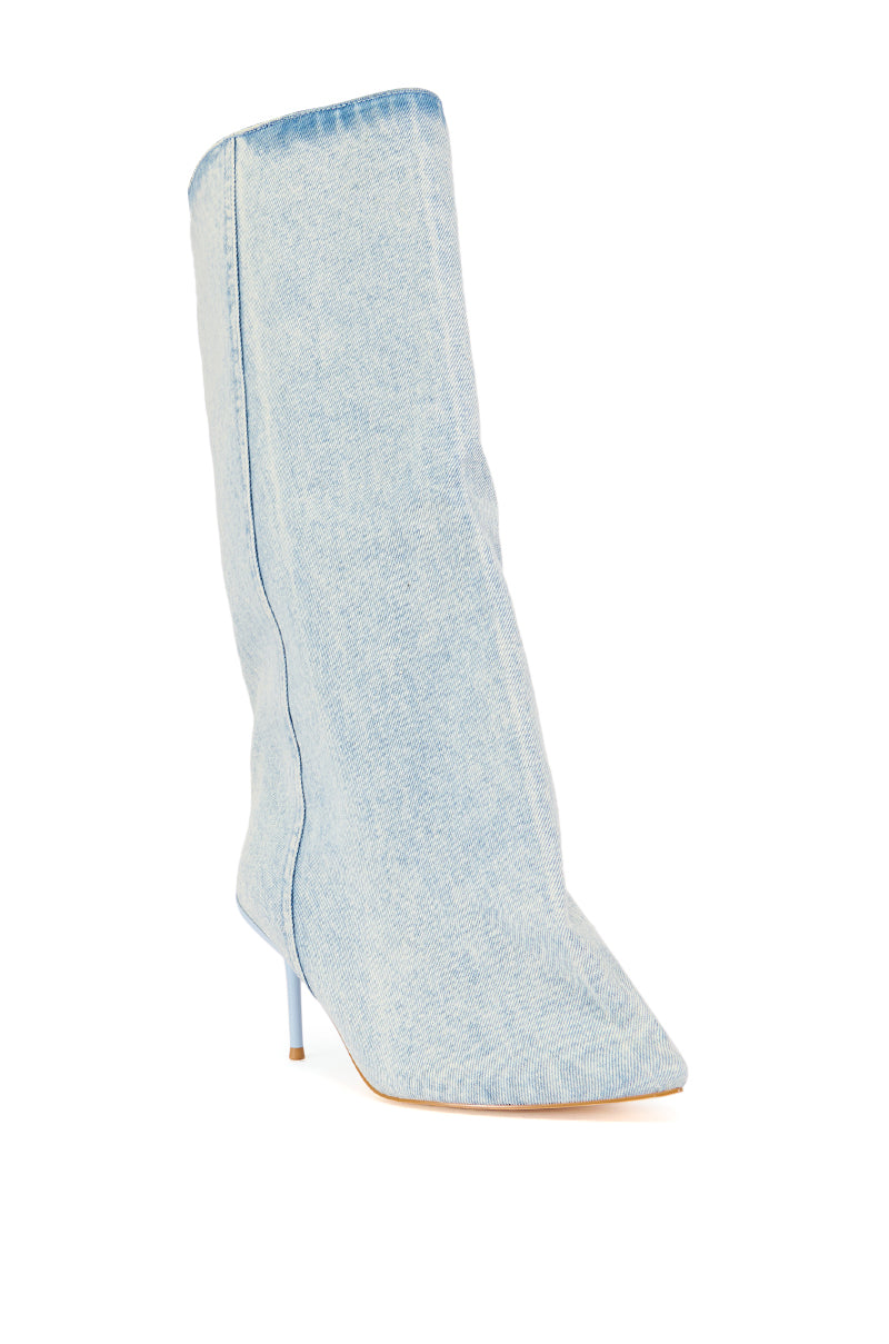 AZALEA WANG COUTURE CRAZY DENIM BOOT