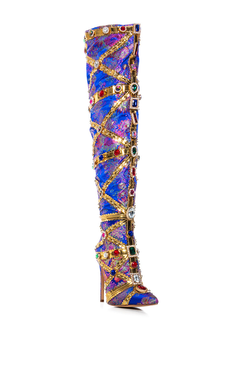 AZALEA WANG BERKLEY BLUE BROCASE STILETTO BOOT