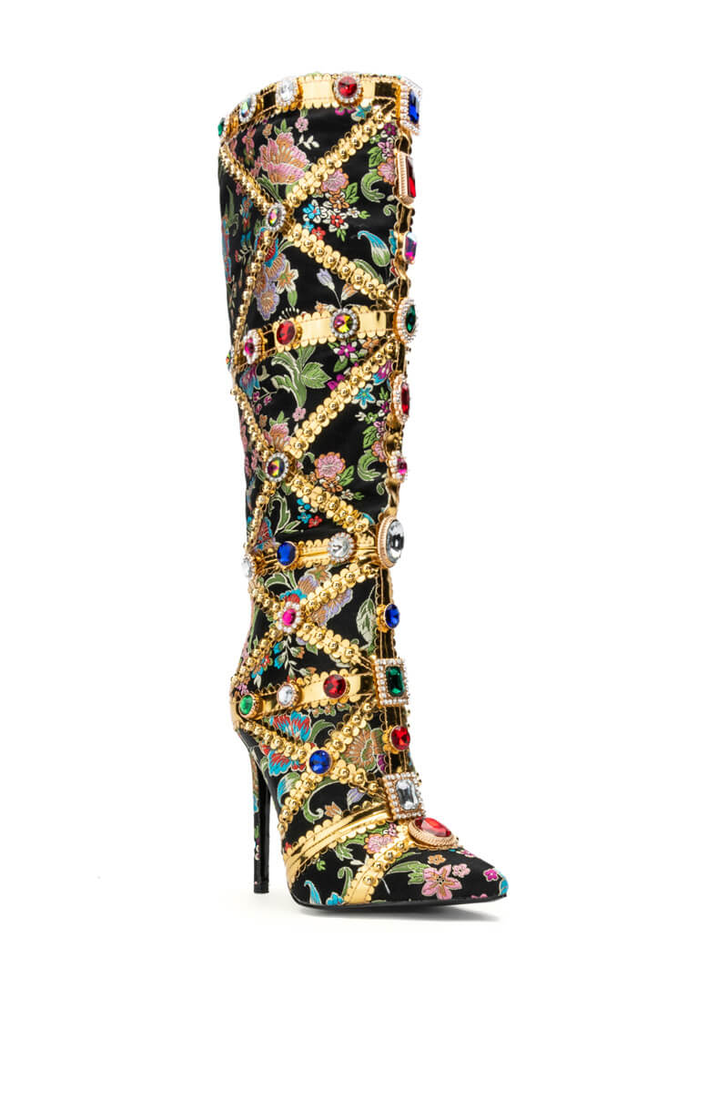 AZALEA WANG CONFIDENT EMBELLISHED BOOT IN BLACK