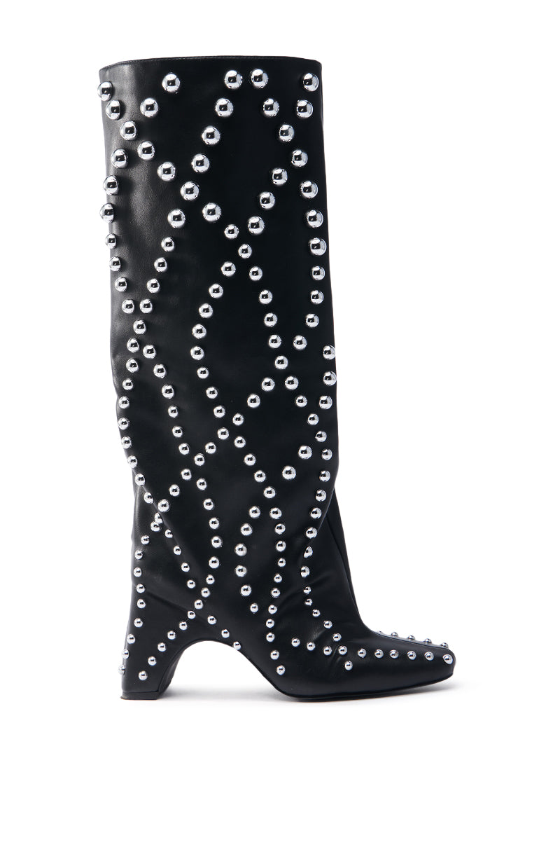 AZALEA WANG WELLS BLACK EMBELLISHED BOOT