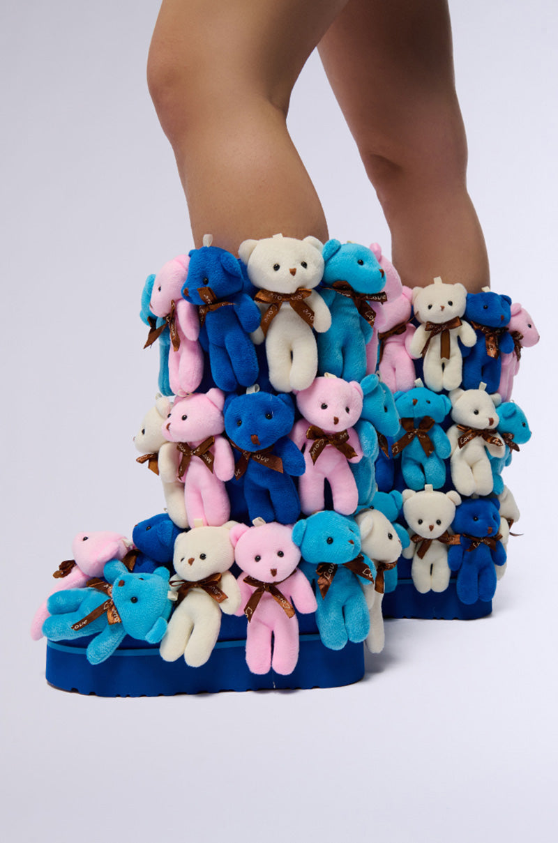 AZALEA WANG HONEY PIE TEDDY BEAR FLAT BOOT IN MULTI