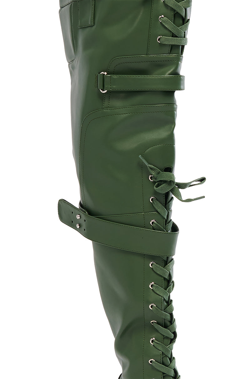 AZALEA WANG SHALE GREEN LACE UP BOOT