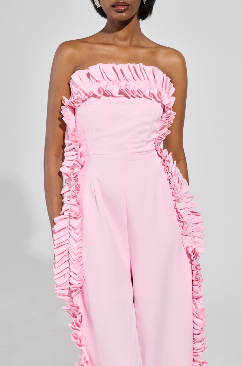 MONICA RUFFLED JUMPSUIT IN PINK