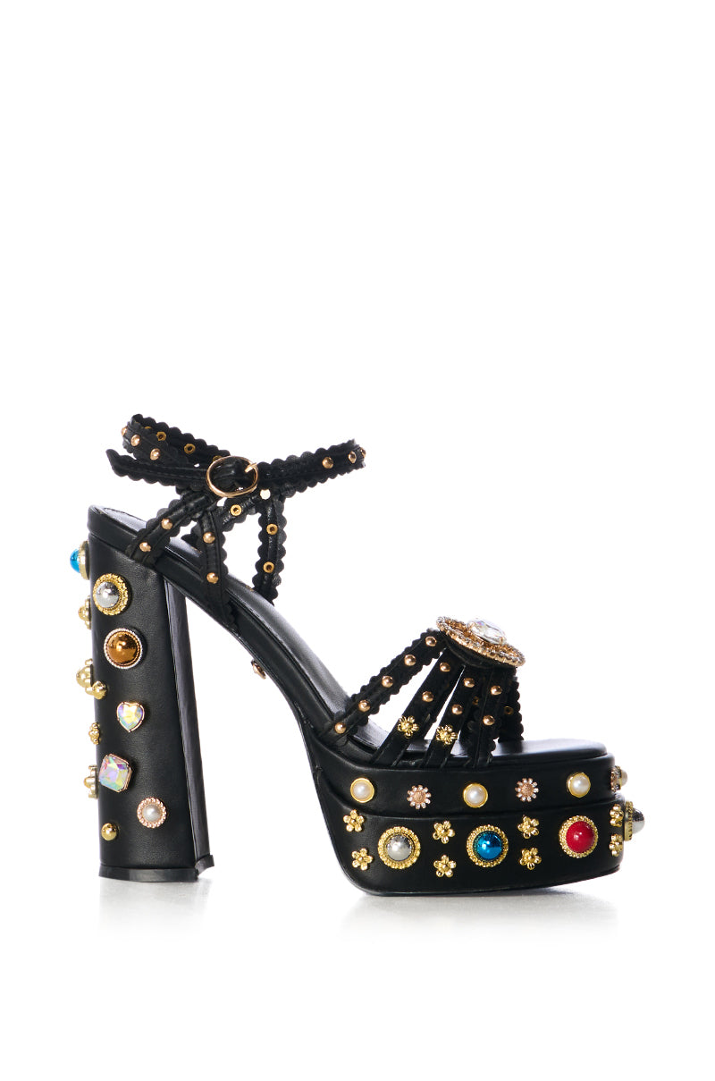 AZALEA WANG BIRCH EMBELLISHED SANDAL IN BLACK