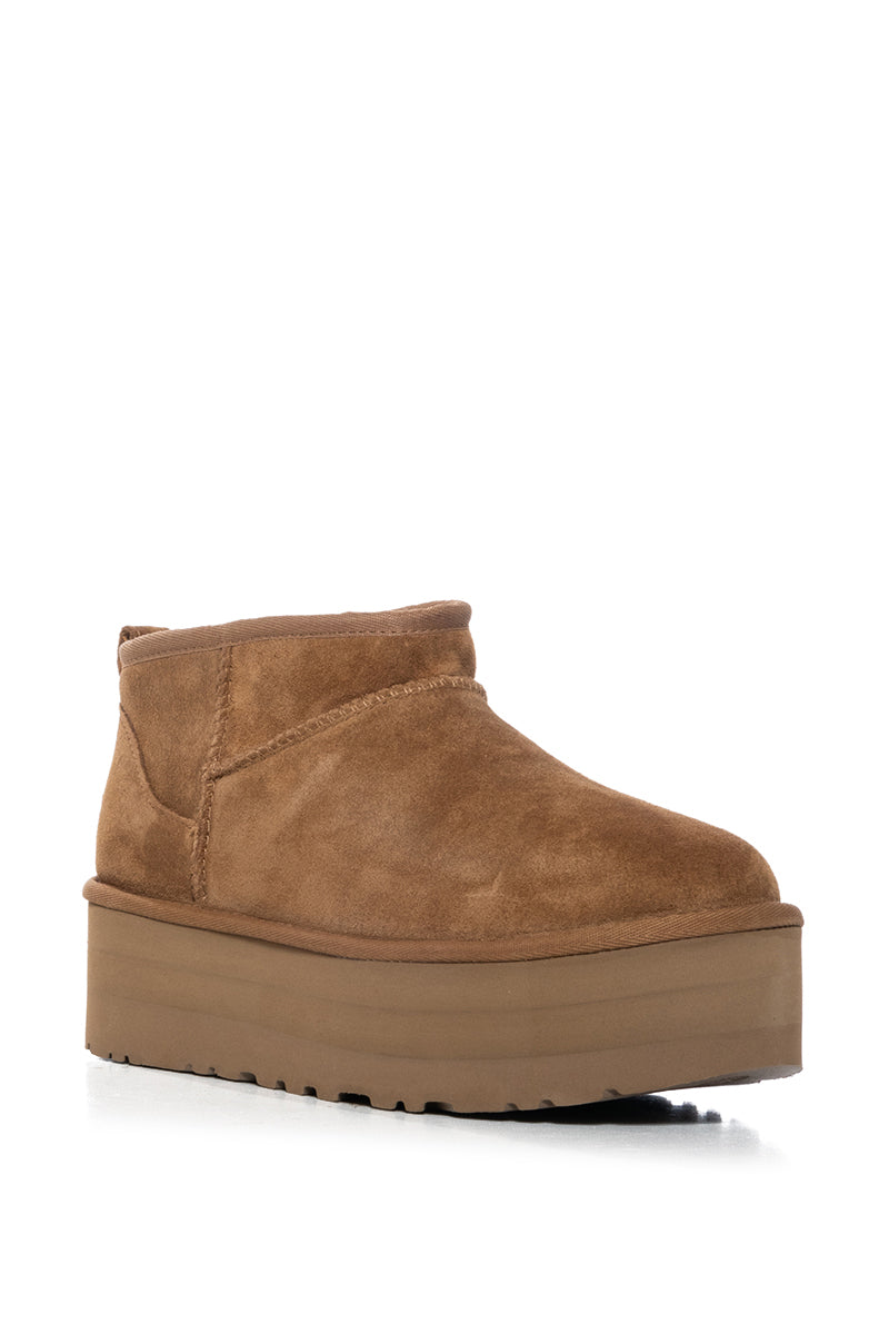 UGG CLASSIC ULTRA MINI PLATFORM BOOTIE IN CHESTNUT