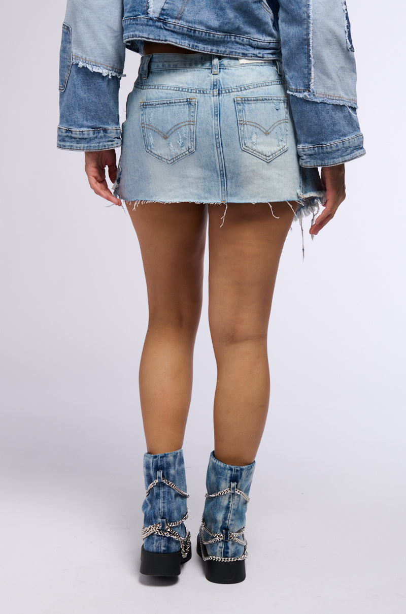 DUMP HIM LOW RISE DENIM MINI SKIRT