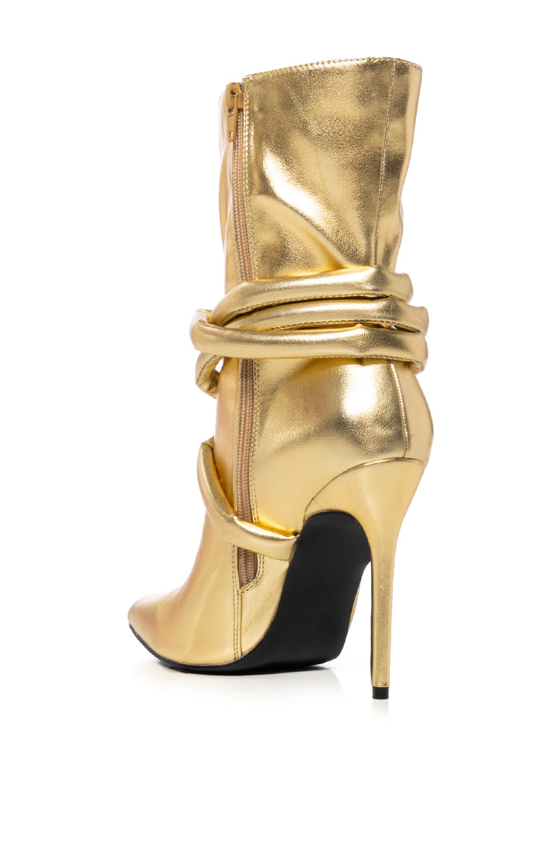 AZALEA WANG RHIANNA GOLD STILETTO BOOTIE