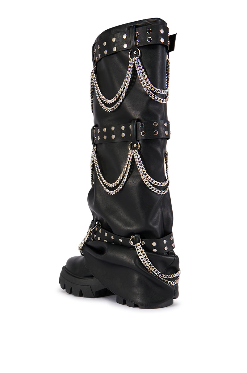 AZALEA WANG CHANDRA BLACK SILVER HARDWARE BOOT