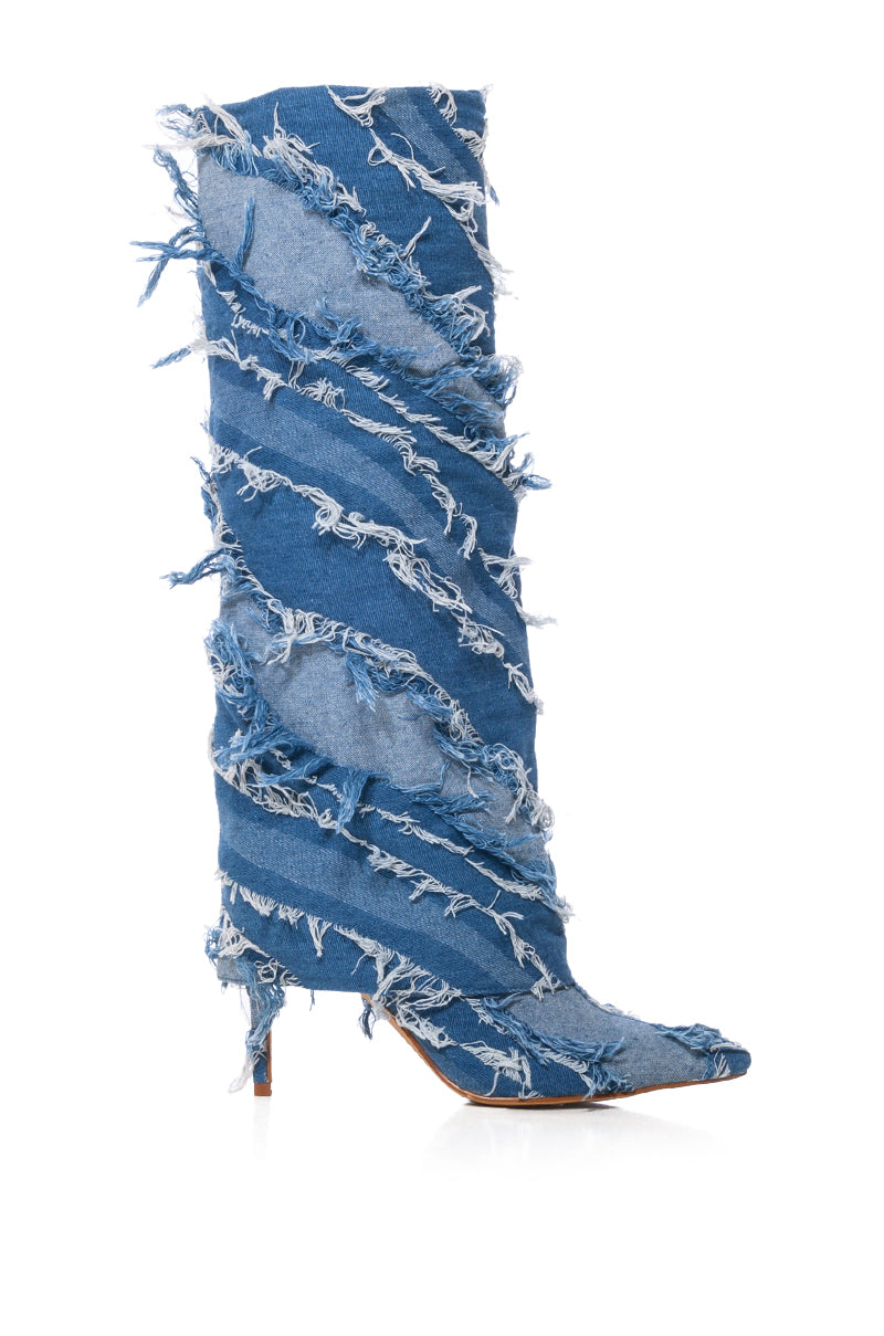 AZALEA WANG FISHER DENIM STILETTO BOOT