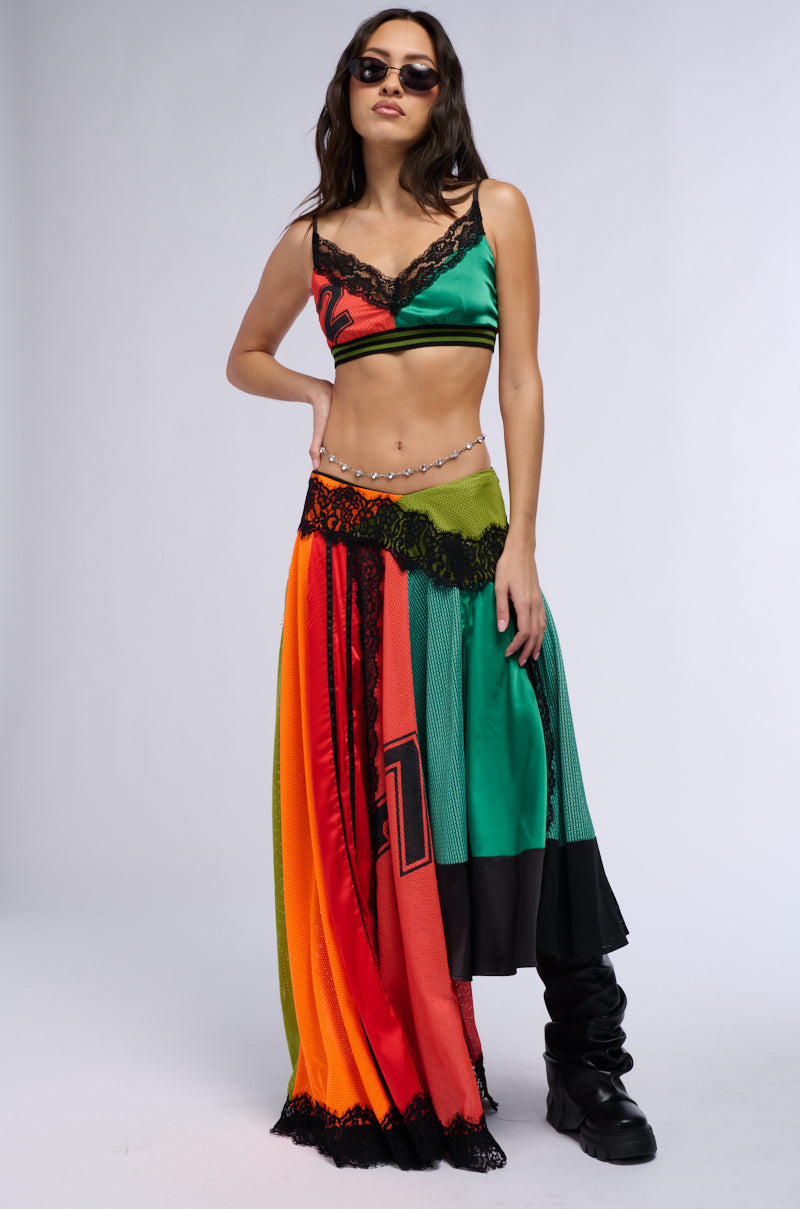 ALL OVER THE PLACE COLOR BLOCK MAXI SKIRT