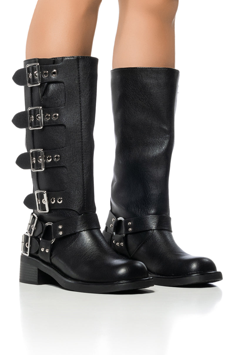 AZALEA WANG BUCKLEDUP BLACK RIDING BOOTIE