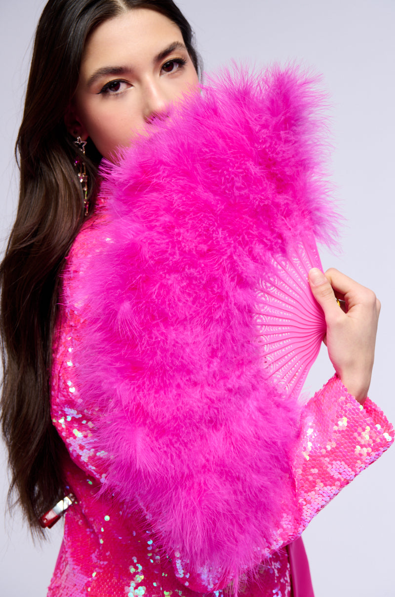 PINK PARTY FEATHER FAN