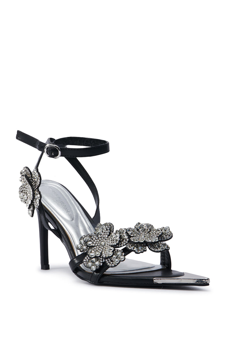 AZALEA WANG NJEMA FLOWER EMBELLISHED STILETTO SANDAL