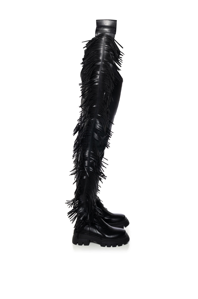 AZALEA WANG GECKY FLAT FRINGE CHAP BOOT