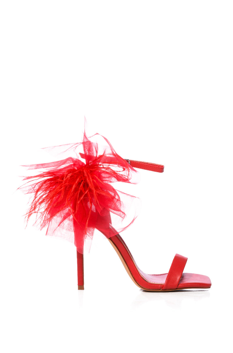 AZALEA WANG THORA RED TULLE ANKLE DETAIL SANDAL