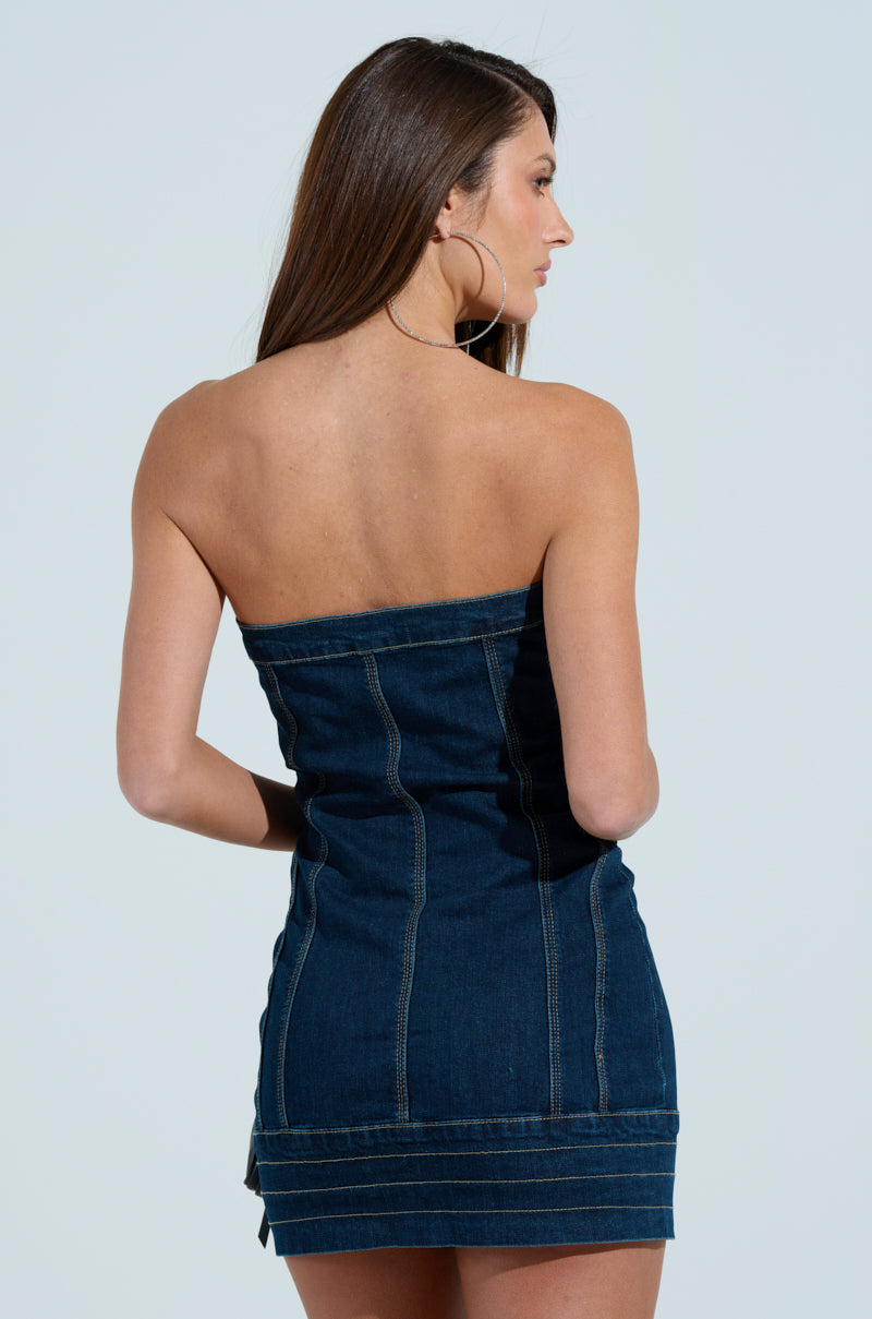 ONE OF A KIND DENIM MINI DRESS