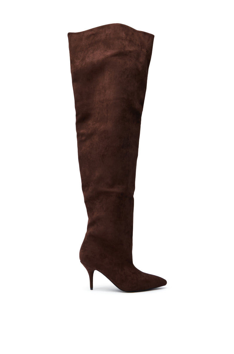 AZALEA WANG HALINA BROWN FAUX SUEDE STILETTO BOOT